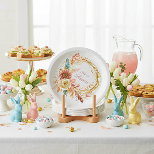Er ist auferstanden Boho-Blumenkranz Ostern Pappteller