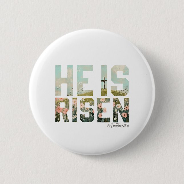Er ist auferstanden Boho Ostern Christlich Jesus Button (Vorderseite)