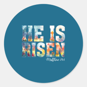 Er ist auferstanden Boho Ostern christlich Jesus Runder Aufkleber