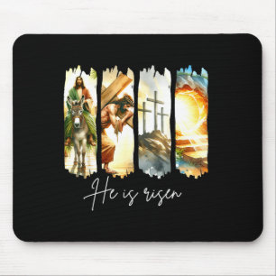 Er ist auferstanden Christliches Kreuz Jesus Bibel Mousepad