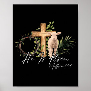 Er ist auferstanden Christliches Kreuz Jesus Schaf Poster