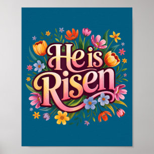 Er ist auferstanden Christliches Osterblumen-Grafi Poster