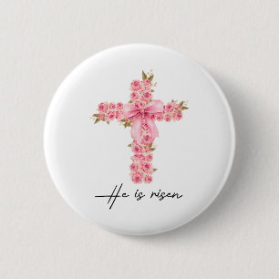 Er ist auferstanden Coquette Bogen Blumen Kreuz Gl Button
