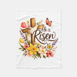 Er ist auferstanden Florales Kreuz religiöses Oste Fleecedecke