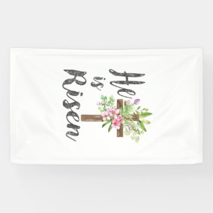 Er ist auferstanden Florales Kreuz Vintage Frohe O Banner