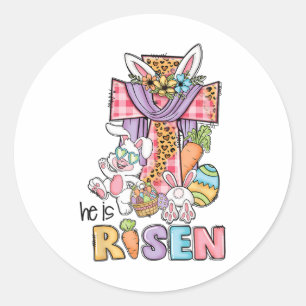 Er ist auferstanden Florales Kreuz Vintage Frohen Runder Aufkleber