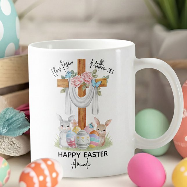 Er ist auferstanden Frohe Ostern Geschenk mit Kreu Kaffeetasse (Von Creator hochgeladen)