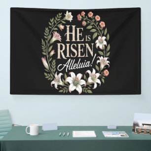 Er ist auferstanden Halleluja Floral christliches Banner