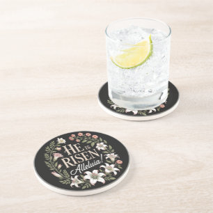 Er ist auferstanden Halleluja Floral christliches  Getränkeuntersetzer