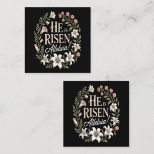 Er ist auferstanden Halleluja Floral Ostern Christ Quadratische Visitenkarte