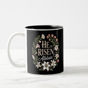 Er ist auferstanden Halleluja Florales christliche Zweifarbige Tasse
