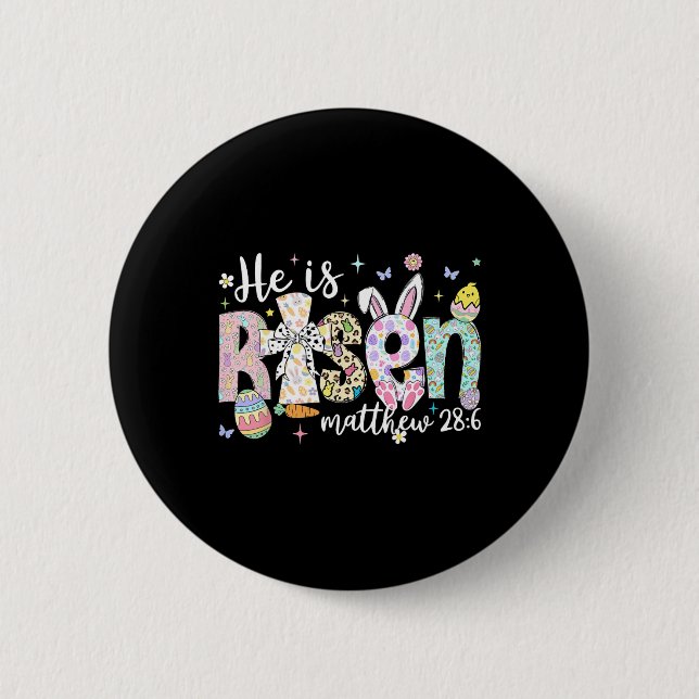Er ist auferstanden Jesus Christlich Frohe Ostern  Button (Vorderseite)