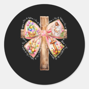 Er ist auferstanden Jesus Coquette Schleife Ostern Runder Aufkleber