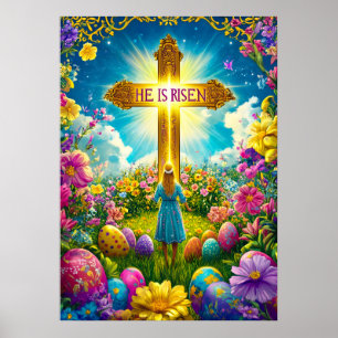 Er ist auferstanden Jesus Cross Oster Poster