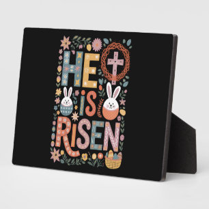 Er ist auferstanden Jesus Floral Süßer Osterhase K Fotoplatte