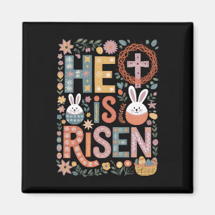 Er ist auferstanden Jesus Floral Süßer Osterhase K Magnet