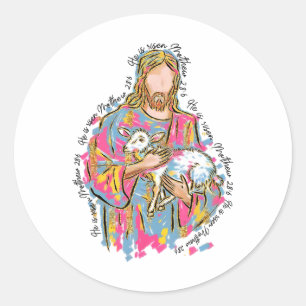 Er ist auferstanden Jesus und Lamm Gott glückliche Runder Aufkleber