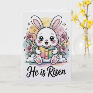 Er ist auferstanden Kawaii-Hasen-Osterkarte Karte
