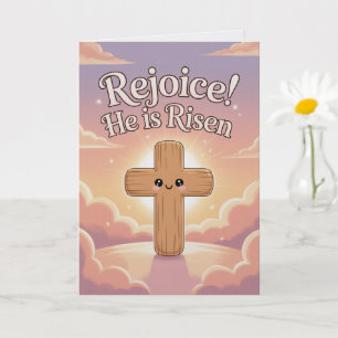 Er ist auferstanden Kawaii-Osterkarte Süßer Christ Karte