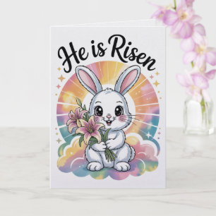Er ist auferstanden Kawaii Osterkarte Süßer Hase Karte
