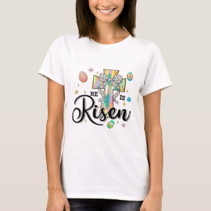 Er ist auferstanden Kreuz Coquette Schleife Eier C T-Shirt