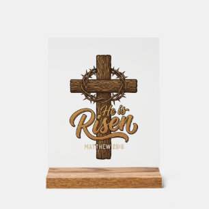 Er ist auferstanden Kreuz Dornenkrone Christliches Acrylschild