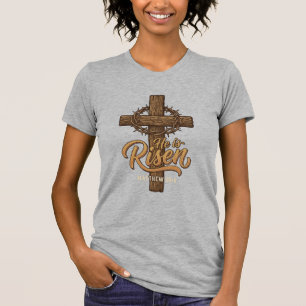 Er Ist Auferstanden Kreuz Dornenkrone Christliches T-Shirt