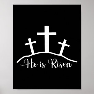 Er ist auferstanden Kreuz Jesus religiöser Osterta Poster