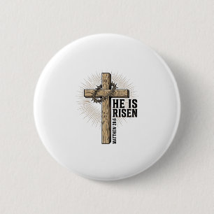 Er ist auferstanden Kreuz Matthäus 28_6 Vintage ch Button