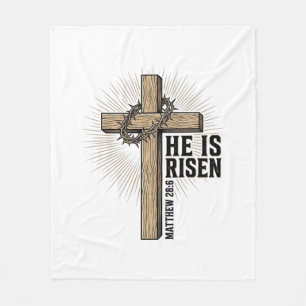 Er ist auferstanden Kreuz Matthäus 28_6 Vintage ch Fleecedecke