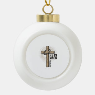 Er ist auferstanden Kreuz Matthäus 28_6 Vintage ch Keramik Kugel-Ornament