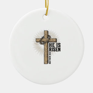 Er ist auferstanden Kreuz Matthäus 28_6 Vintage Ch Keramik Ornament