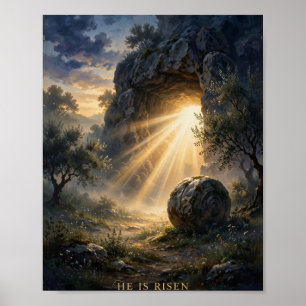 Er ist auferstanden leeres Grab Ostern Christliche Poster