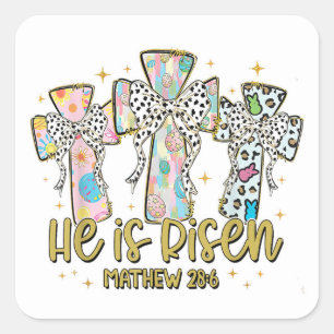 "Er ist auferstanden - Matthäus 28:6 Aufkleber" Quadratischer Aufkleber