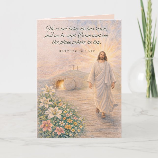Er ist auferstanden – Matthäus 28:6 Bibelvers - Os Karte (Vorderseite)