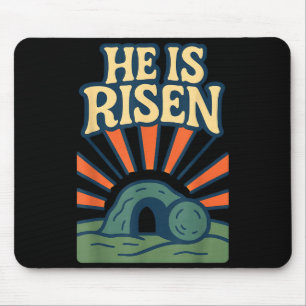 Er ist auferstanden Matthäus 28_6 Retro Christlich Mousepad