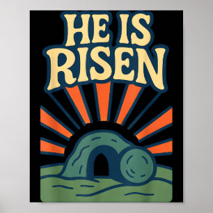 Er ist auferstanden Matthäus 28_6 Retro Christlich Poster