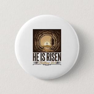 Er ist auferstanden Ostergrab Kreuz Vintage Christ Button