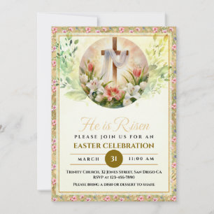Er ist auferstanden Ostern Aquarell Blumen, Religi Ankündigung