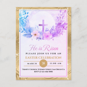 Er ist auferstanden Ostern Aquarell Blumen, Religi Feiertagspostkarte