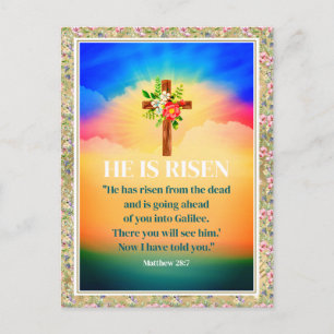 Er ist auferstanden Ostern Aquarell Blumen, Religi Feiertagspostkarte