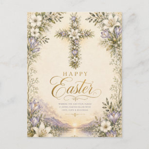 Er ist auferstanden Ostern, Elegantes florales Kre Feiertagspostkarte