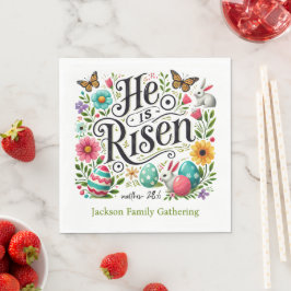 Er ist auferstanden Ostern Familientreffen Bunt Serviette