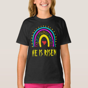 Er ist auferstanden Ostern Farbige Regenbogen T-Shirt