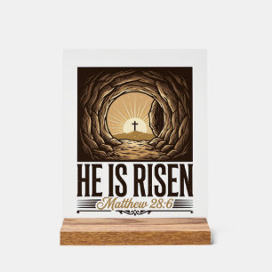 Er ist auferstanden Ostern Grab Kreuz Vintage Chri Acrylschild
