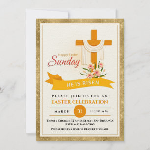 Er ist auferstanden Ostern Kreuz, Blumen, Elegante Ankündigung