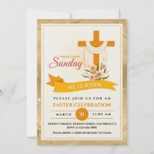 Er ist auferstanden Ostern Kreuz, Blumen, Elegante Ankündigung