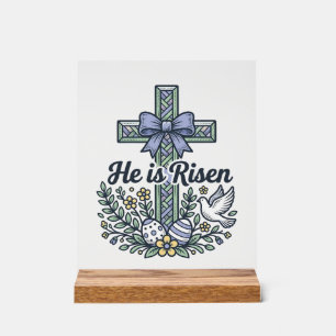 Er ist auferstanden Ostern Kreuz Vintage Vektor Acrylschild