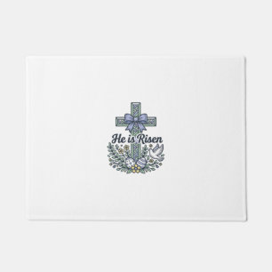 Er ist auferstanden Ostern Kreuz Vintage Vektor Fußmatte