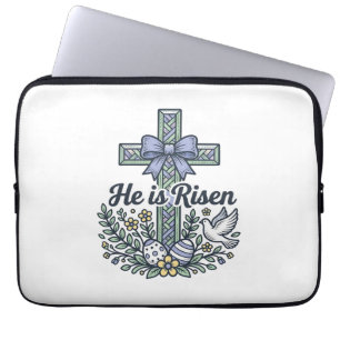 Er ist auferstanden Ostern Kreuz Vintage Vektor Laptopschutzhülle